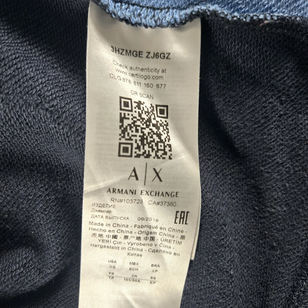 Armani‎ Exchange Men’s Blue Black Logo Zip Hoodie XS Graphic Print Sweatshirt